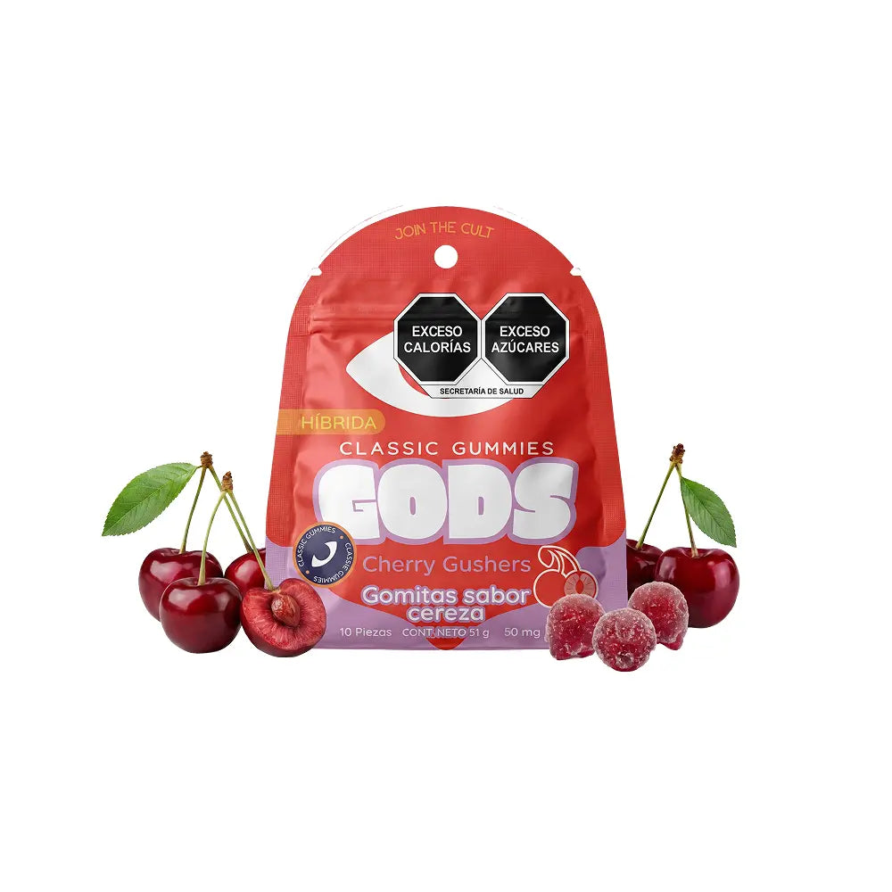 Gomitas GOODS sabor Cherry Gushers paquete de 10 piezas, con 50mg.