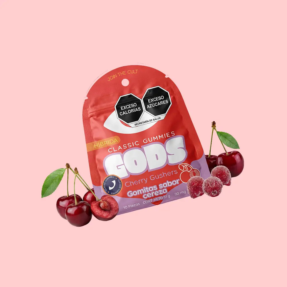 Gomitas GOODS sabor Cherry Gushers paquete de 10 piezas, con 50mg.