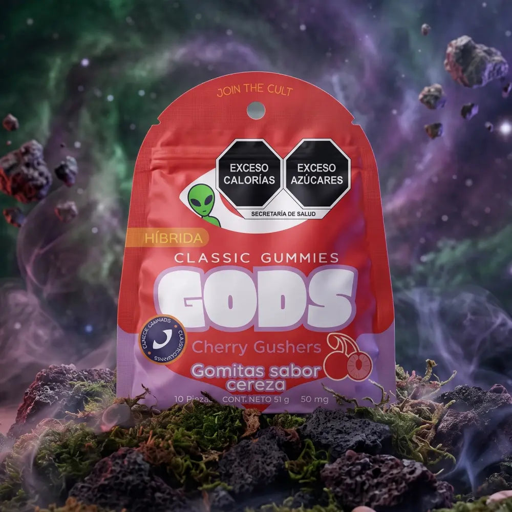 Gomitas GOODS sabor Cherry Gushers paquete de 10 piezas, con 50mg.