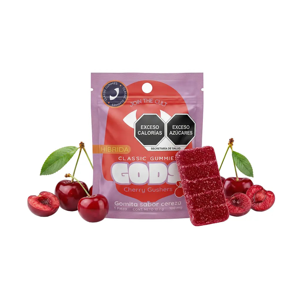 Gomita Stach Gods sabor Cherry Gushers paquete de 1 pieza, con 100mg.