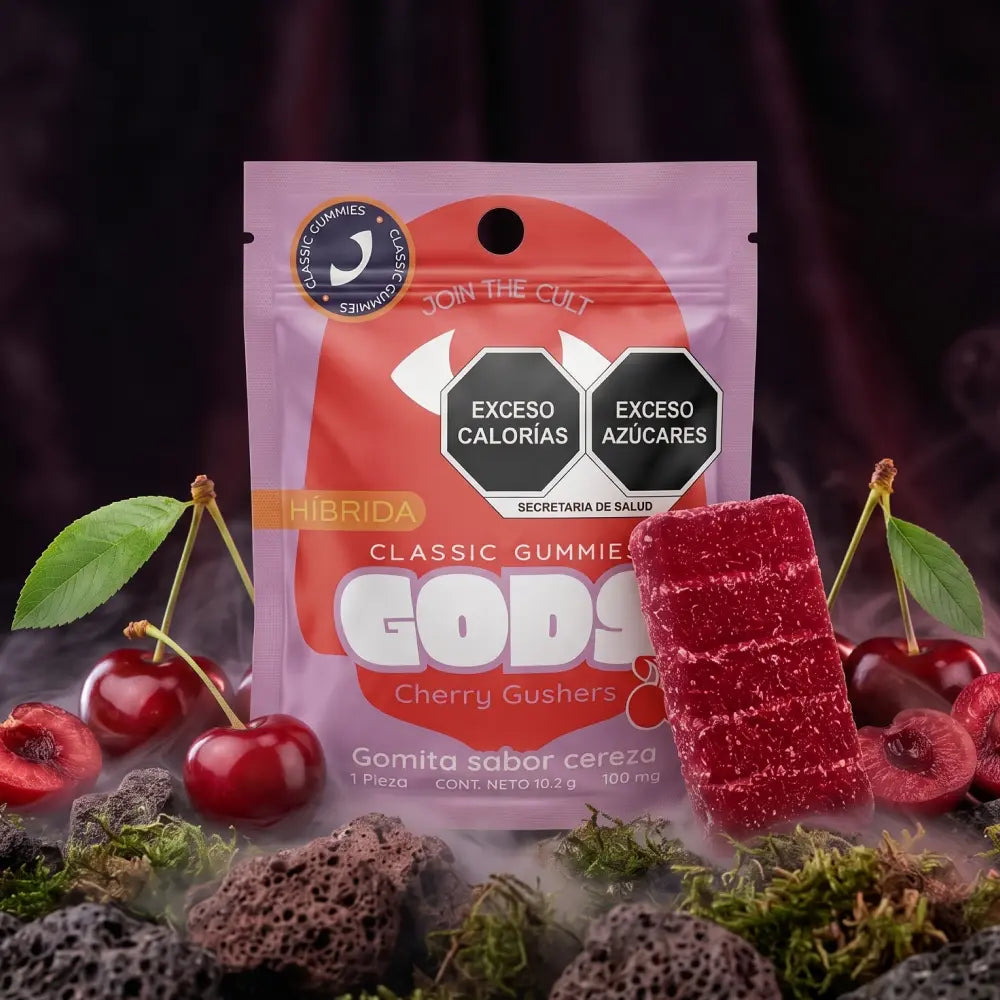 Gomita Stach Gods sabor Cherry Gushers paquete de 1 pieza, con 100mg.