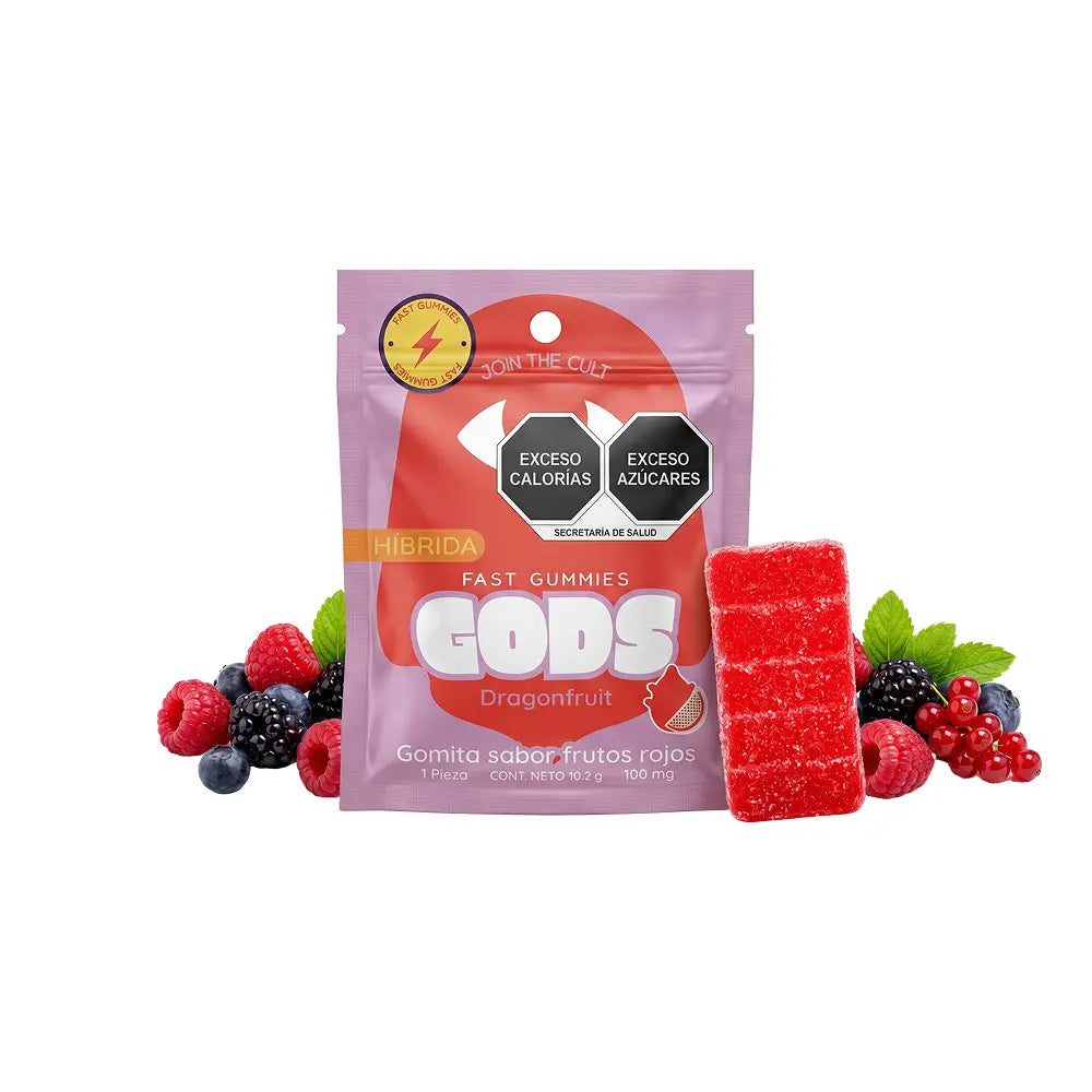 Gomita Stach Gods sabor pitaya (dragonfruit) paquete de 1 pieza, con 100mg.