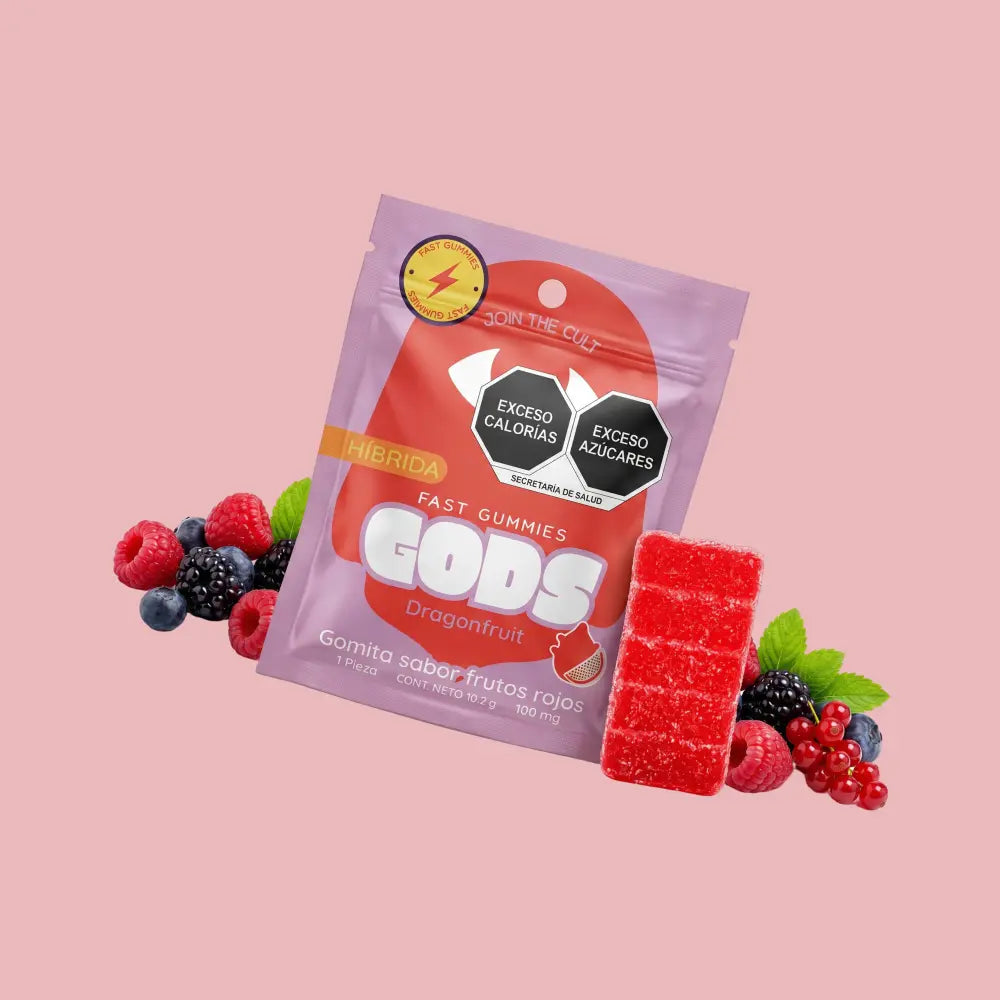 Gomita Stach Gods sabor pitaya (dragonfruit) paquete de 1 pieza, con 100mg.