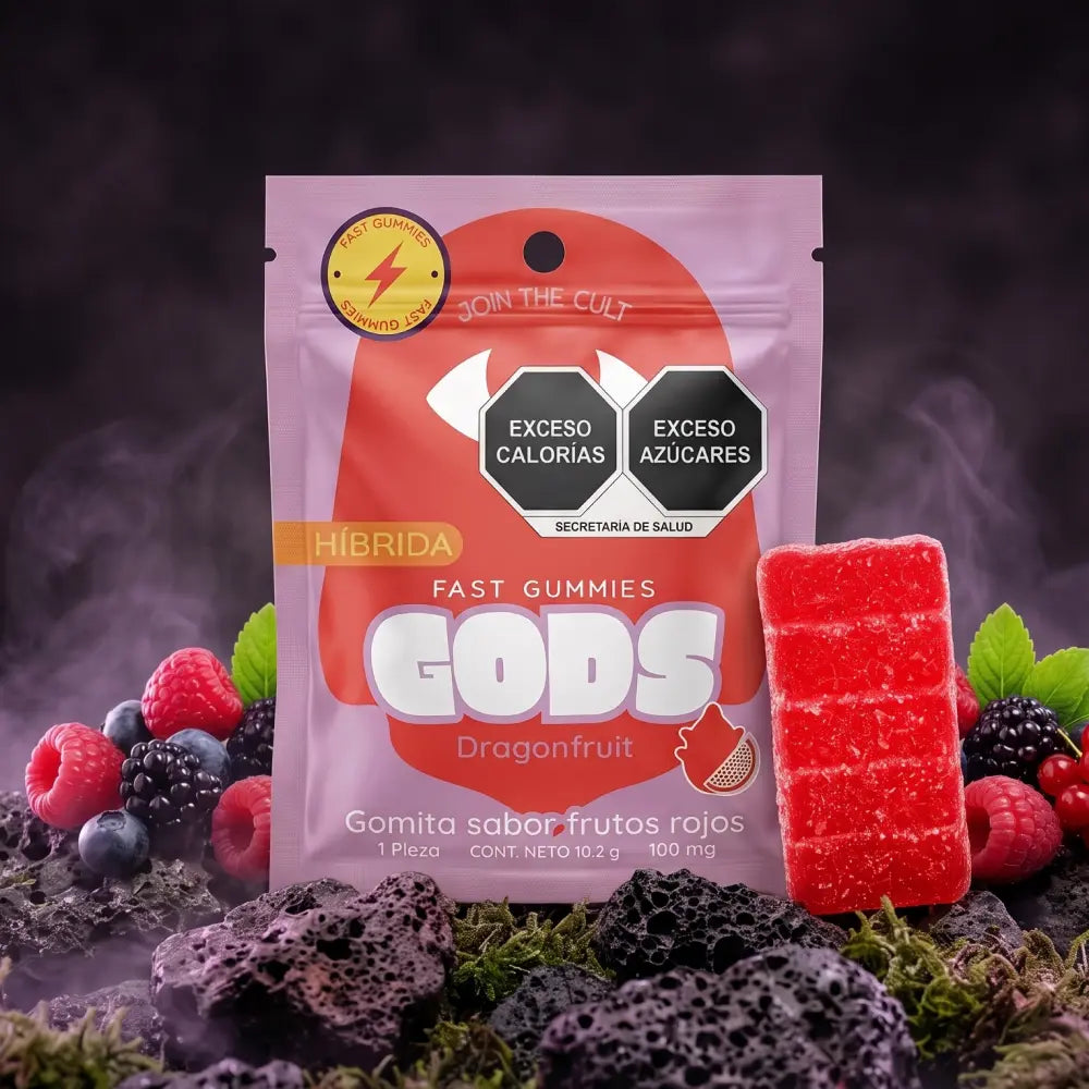 Gomita Stach Gods sabor pitaya (dragonfruit) paquete de 1 pieza, con 100mg.