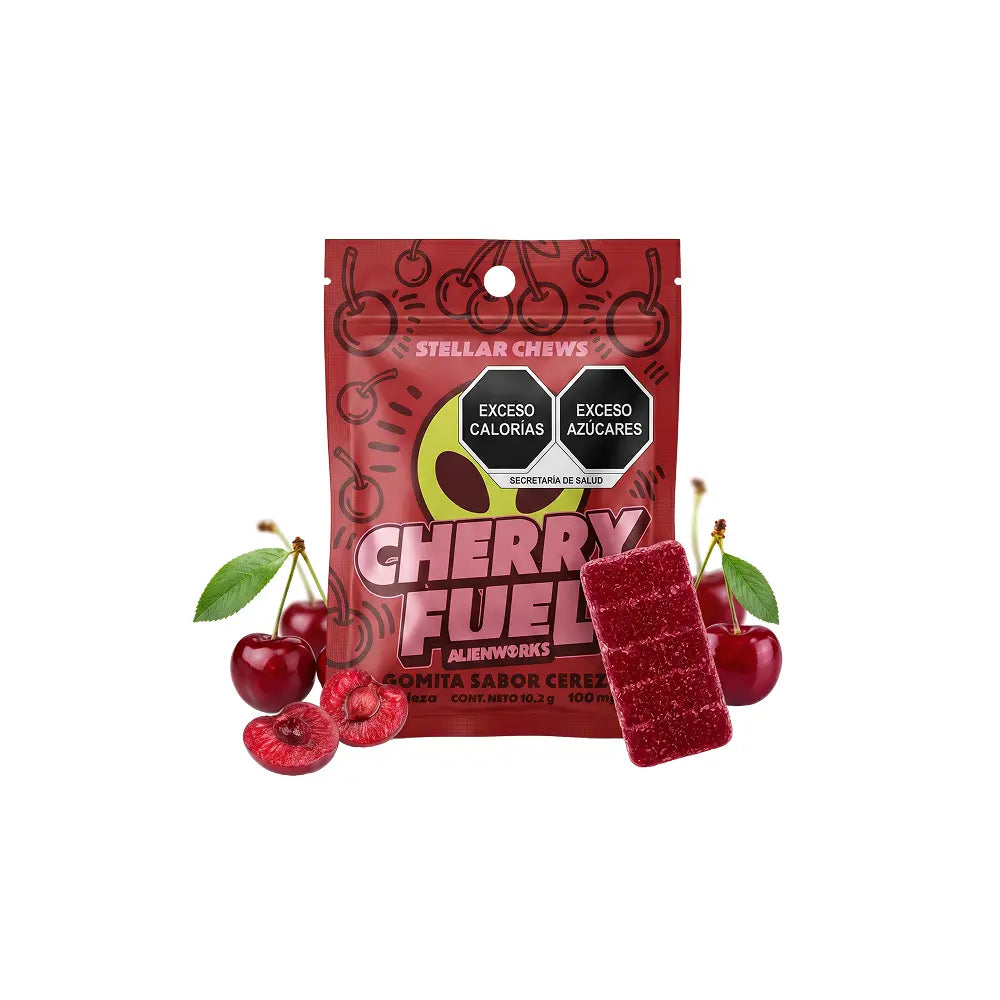 Gomitas masticables Stellar Chews sabor Cherry Fuel paquete de 1 pieza, con 100mg.
