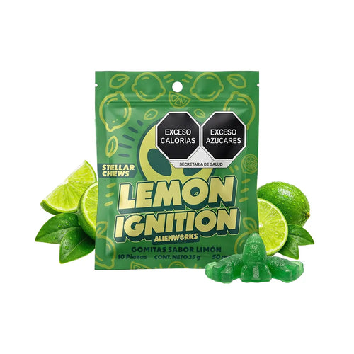 Gomitas masticables Stellar Chews sabor Lemon Ignition paquete de 10 piezas, con 50mg.