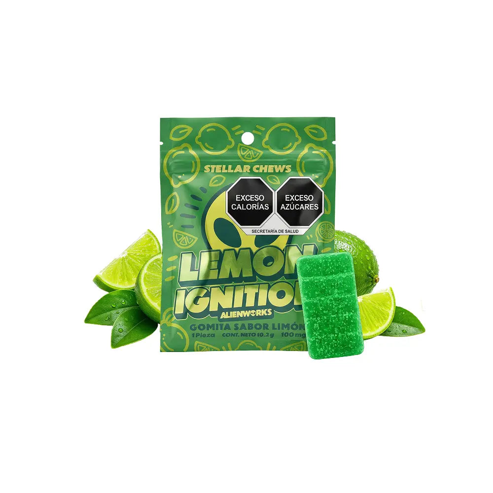 Gomitas masticables Stellar Chews sabor Lemon Ignition paquete de 1 pieza, con 100mg.