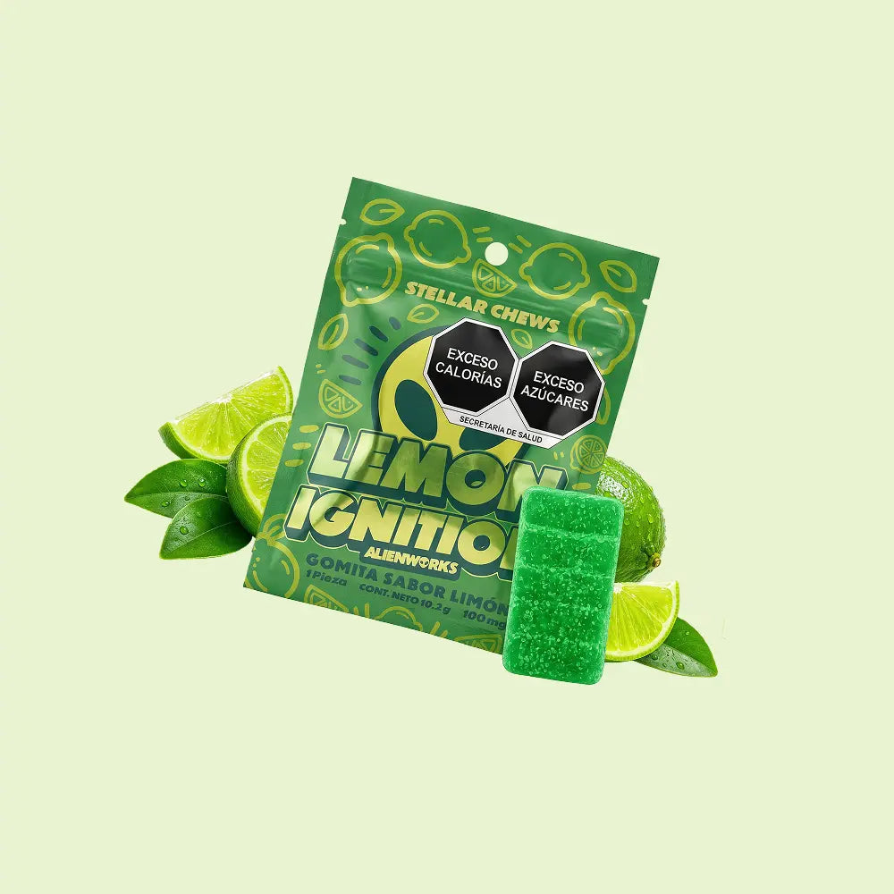 Gomitas masticables Stellar Chews sabor Lemon Ignition paquete de 1 pieza, con 100mg.