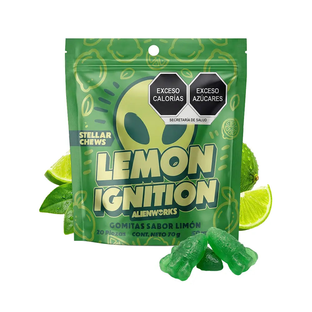 Gomitas masticables Stellar Chews sabor Lemon Ignition paquete de 20 piezas, con 50mg.