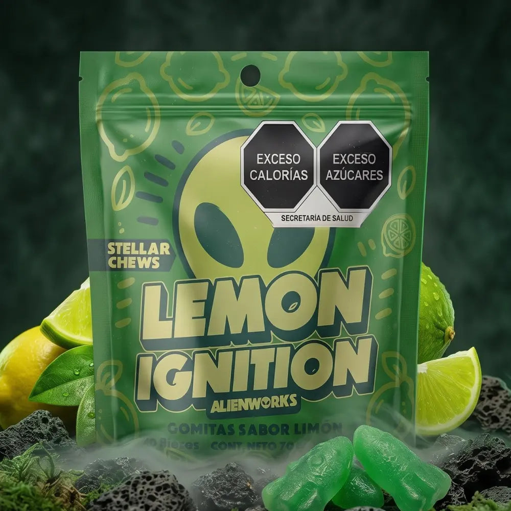 Gomitas masticables Stellar Chews sabor Lemon Ignition paquete de 20 piezas, con 50mg.